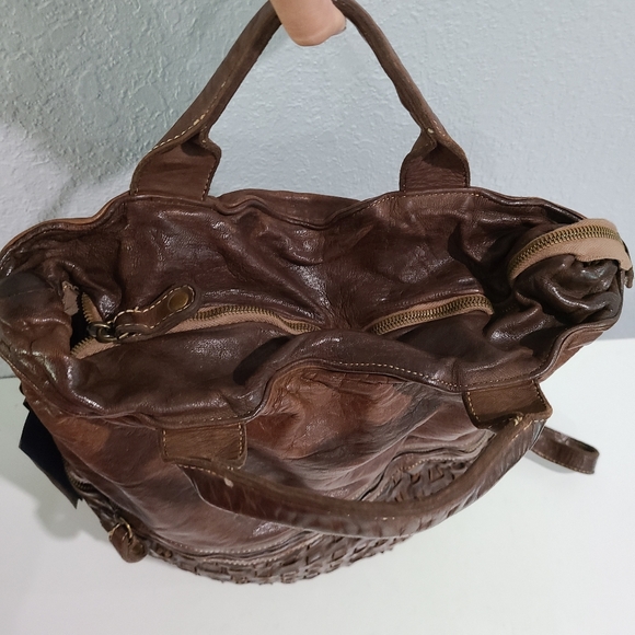 LANGELLOTTI Leather Brown Boho Convertible Bag - Picture 9 of 13